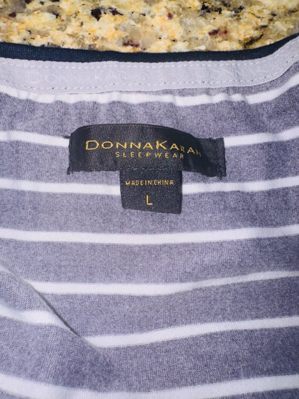 Donna Karan Soft Model Maxi Nightgown Striped Navy White Sleeveless Women L - Picture 6 of 7